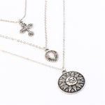 Opal Drops Pendant Cross Tarot Sign Silver Necklace