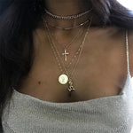 Round Cross Rose Gold Clavicle Chain Necklace