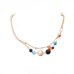 Planet Gem Beaded Gold and Silver Anklet
