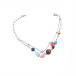 Planet Gem Beaded Gold and Silver Anklet
