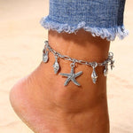 Wave Shell Conch Starfish Turtle Lips Pendant Chain Tassel Anklet