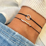 Simple Circle Beaded Black Rope Bracelet