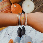 Sunflower Beaded Leather Rope Hand Woven Bracelet Set