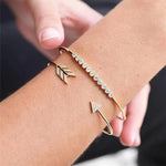 Punk Crystal Arrow Beads Open Gold Bracelet