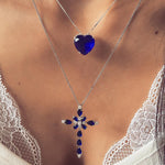 Heart Love Crystal Pendant Silver Necklace