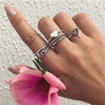 Heart Love Cross Letter Pendant Silver Ring Beach Ring Set