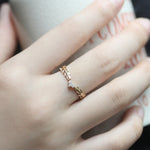 Leaf Heart Love Crystal Rhinestone Gold Joint Ring