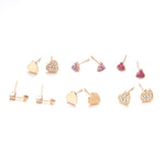 Gold Heart Crystal Arrow Earrings Set