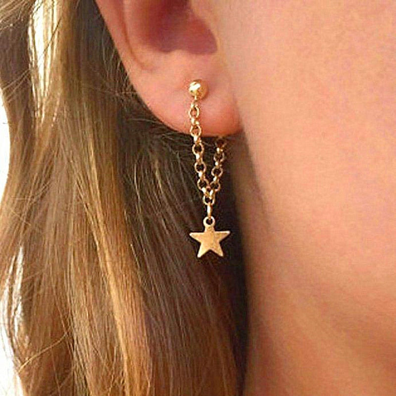 Temperament Star Chain Gold Earrings