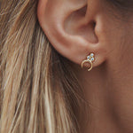 Exquisite Moon Crystal Rhinestones Gold and Silver Earrings