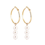 Pearl Pendant Fringe Punk Circle Gold Stud Earrings